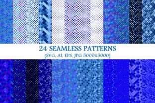 24 Seamless Blue Square Patterns