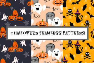 Three Halloween Seamless Patterns